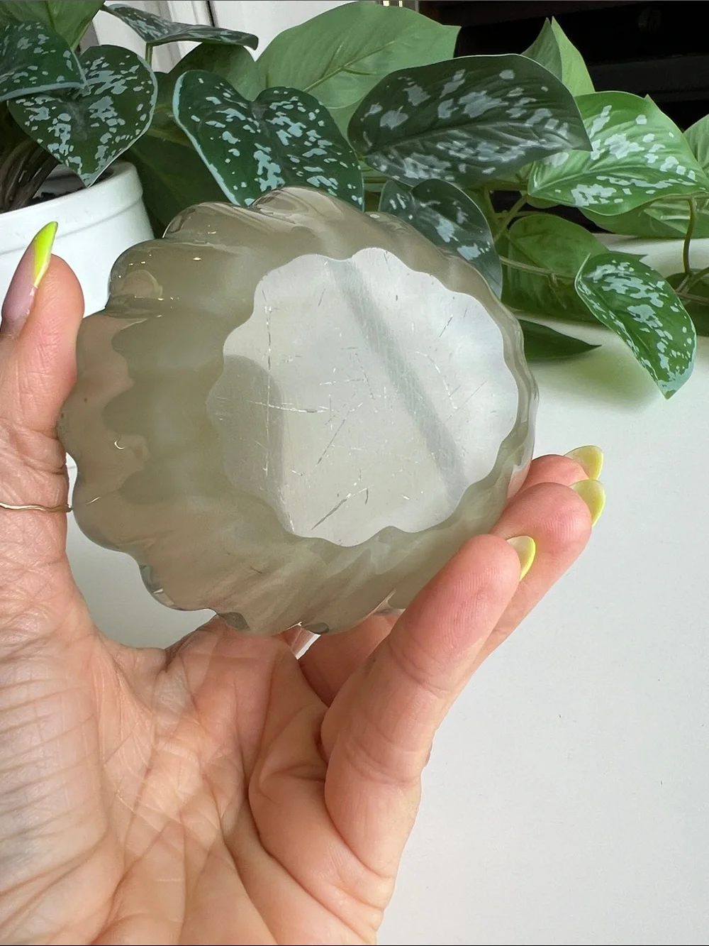 Neutral Blown Glass Vase Small Asymmetrical